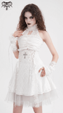 Chic White Halter Dress for Women with Ruffle Accents