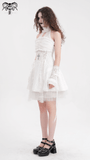 Chic White Halter Dress for Women with Ruffle Accents