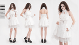 Chic White Halter Dress for Women with Ruffle Accents