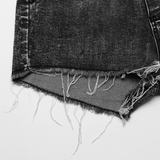 Chic Women's High-Waisted Denim Shorts with Lace Trim