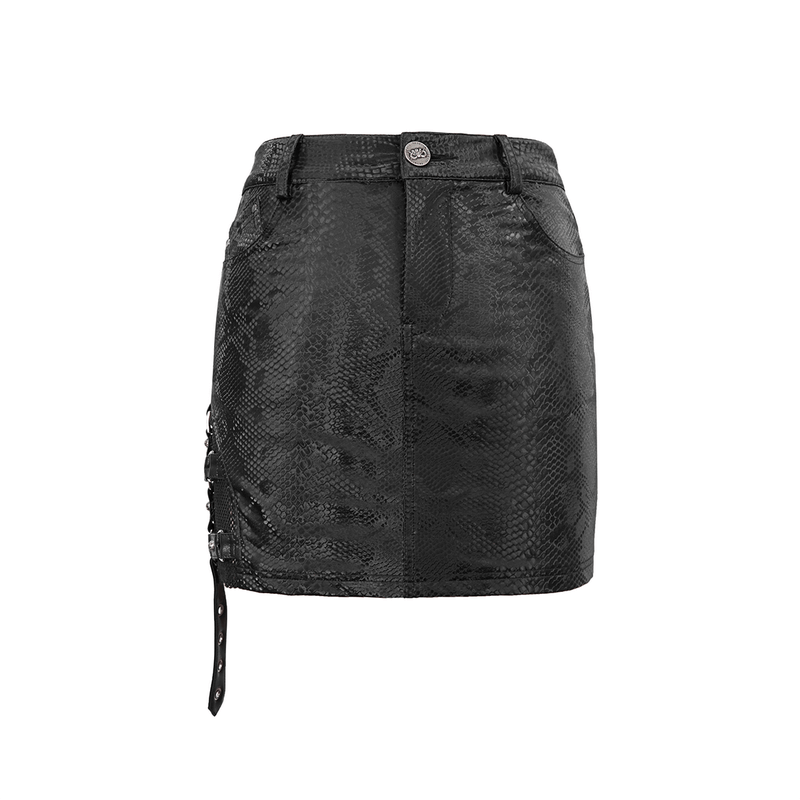 Chic Women's Snakeskin Mini Skirt in Punk Style
