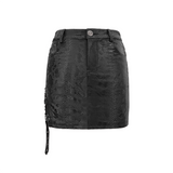 Chic Women's Snakeskin Mini Skirt in Punk Style
