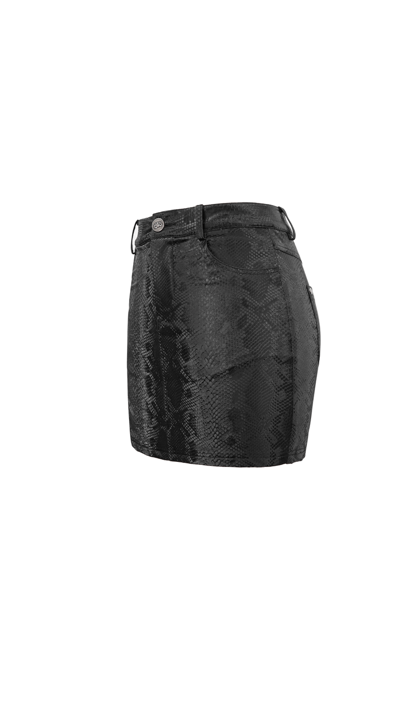 Chic Women's Snakeskin Mini Skirt in Punk Style