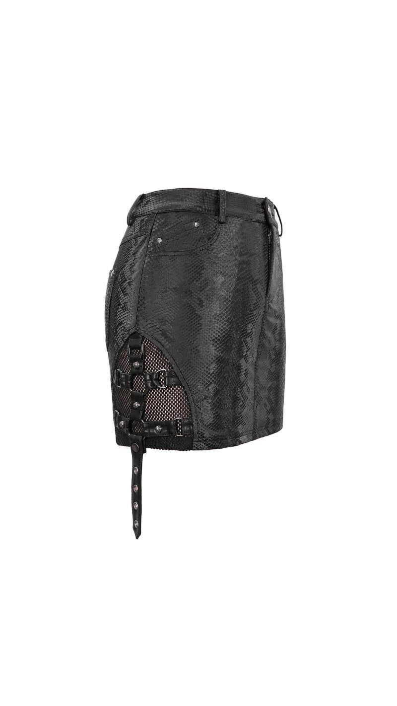 Chic Women's Snakeskin Mini Skirt in Punk Style