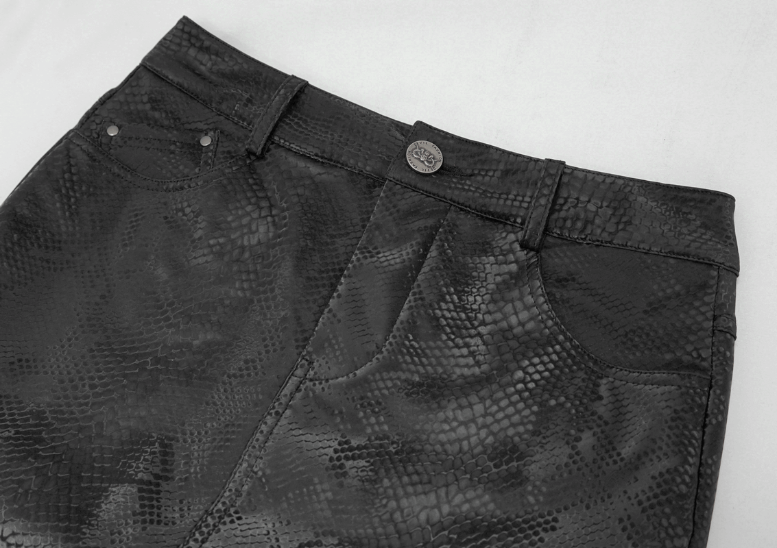 Chic Women's Snakeskin Mini Skirt in Punk Style