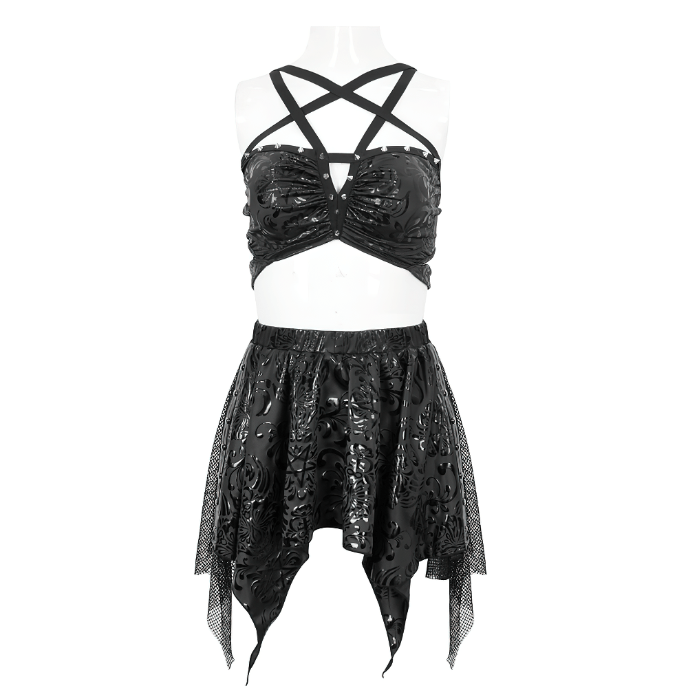 Chic Women's Swimsuit with Skirt and Star-Shaped Straps