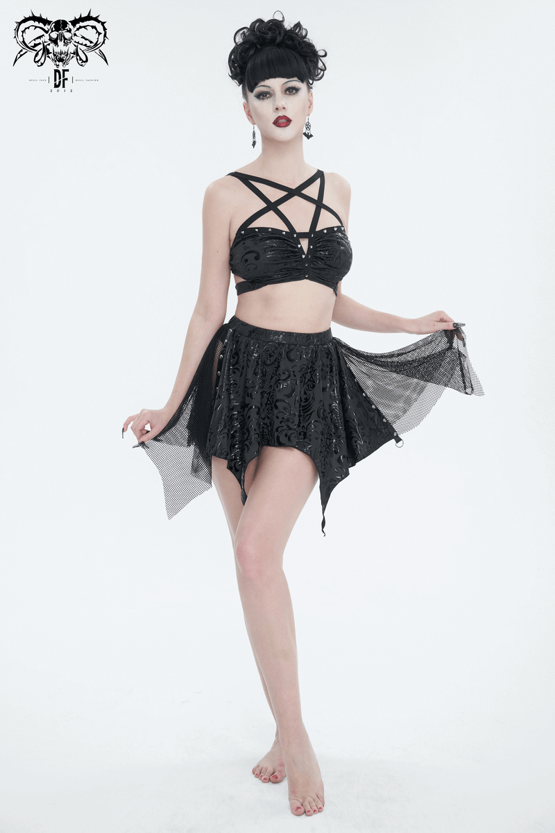 Chic Women's Swimsuit with Skirt and Star-Shaped Straps