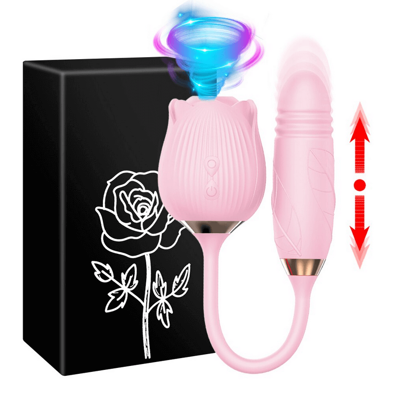 2in1 Clit Suction and Vaginal Telescopic Vibrator / 10-speed Rose-shaped Vibrator / Women's Sex Toys - EVE's SECRETS