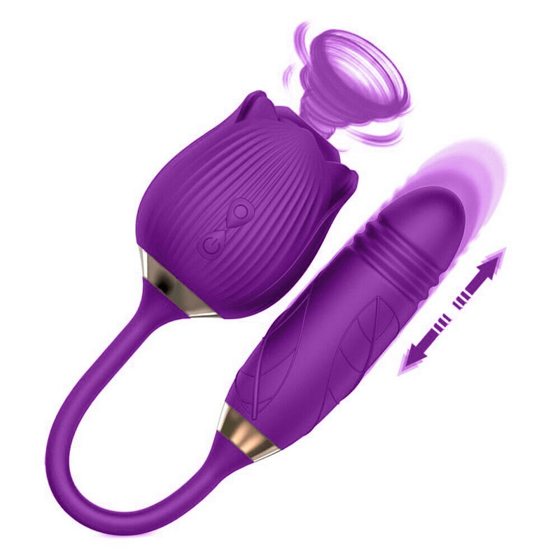 2in1 Clit Suction and Vaginal Telescopic Vibrator / 10-speed Rose-shaped Vibrator / Women's Sex Toys - EVE's SECRETS