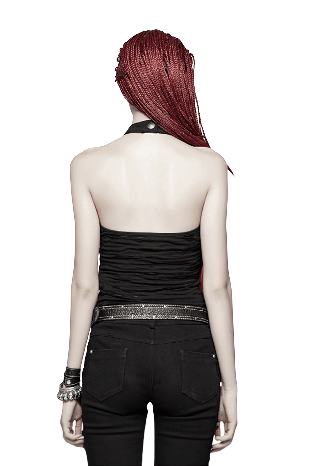 Crop Camisole with Chain Neck Detail in Black Halter