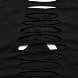 Crop Top Black with Mesh Sleeves and Skull Buckle