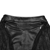 Custom Pleated Faux Leather Skirt with Mesh and Zipper Trim