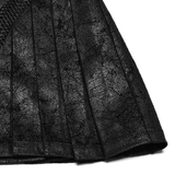 Custom Pleated Faux Leather Skirt with Mesh and Zipper Trim