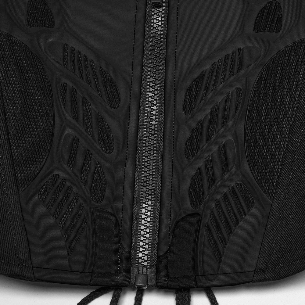 Cyberpunk Black Waist Corset with Stylish Lace-Up Detail