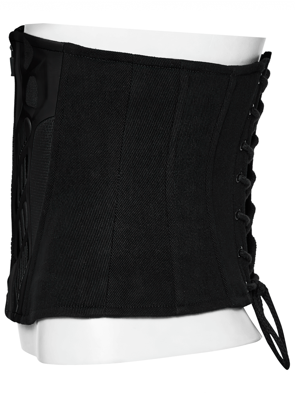 Cyberpunk Black Waist Corset with Stylish Lace-Up Detail