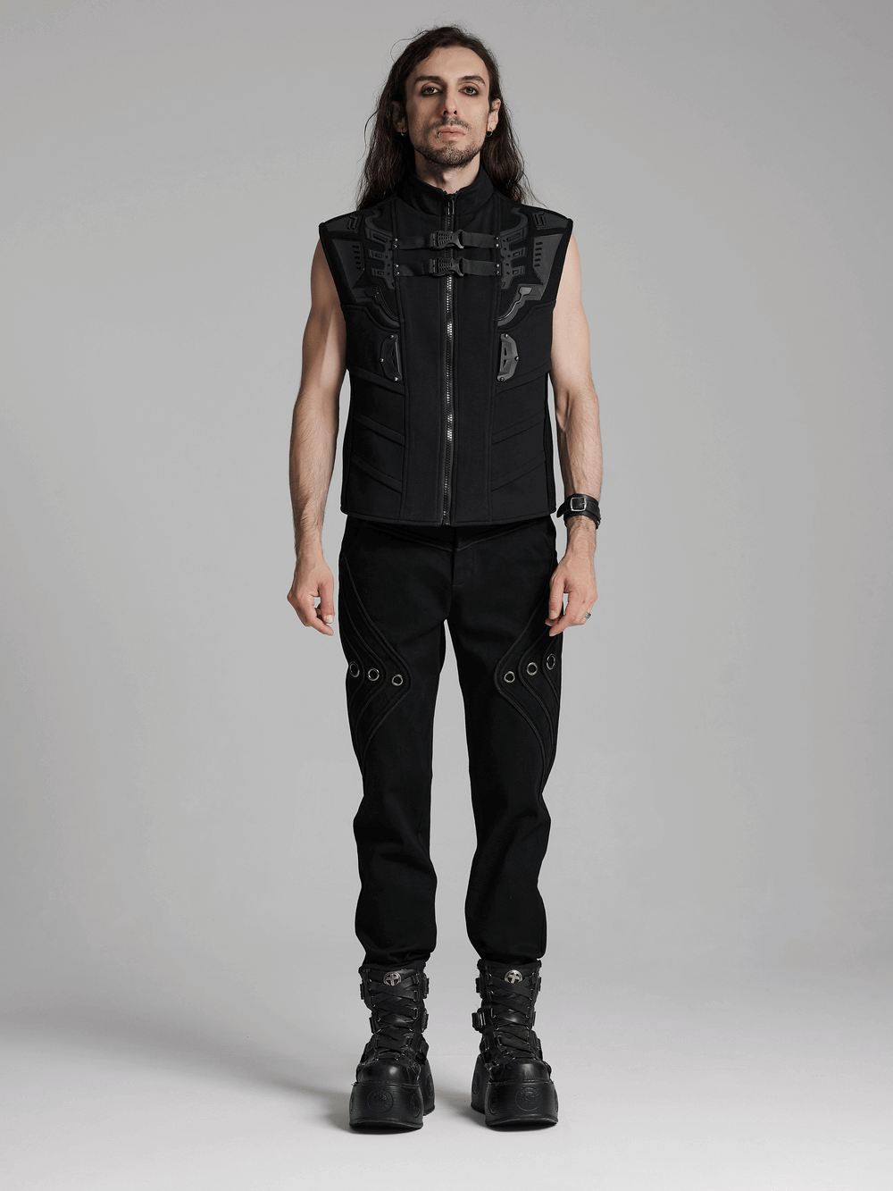 Cyberpunk-Inspired Vest with Futuristic Rubber Armor Accents