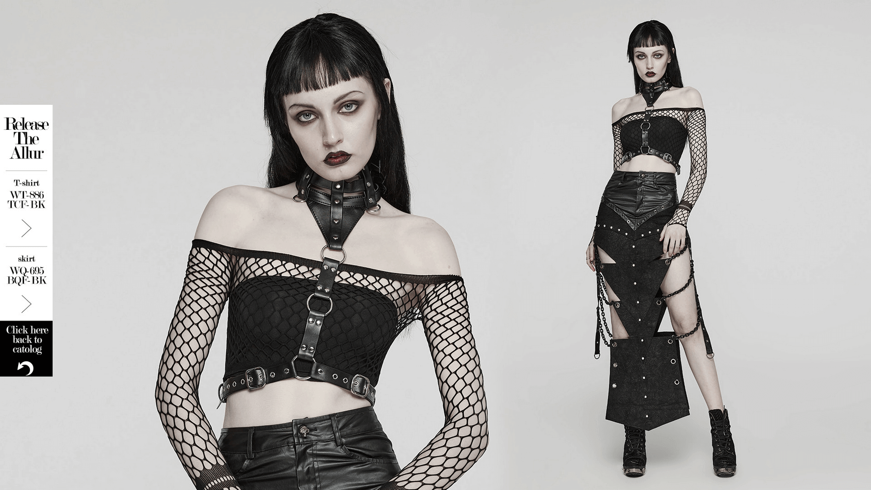 Daring PU Leather Body Harness with Choker for Women
