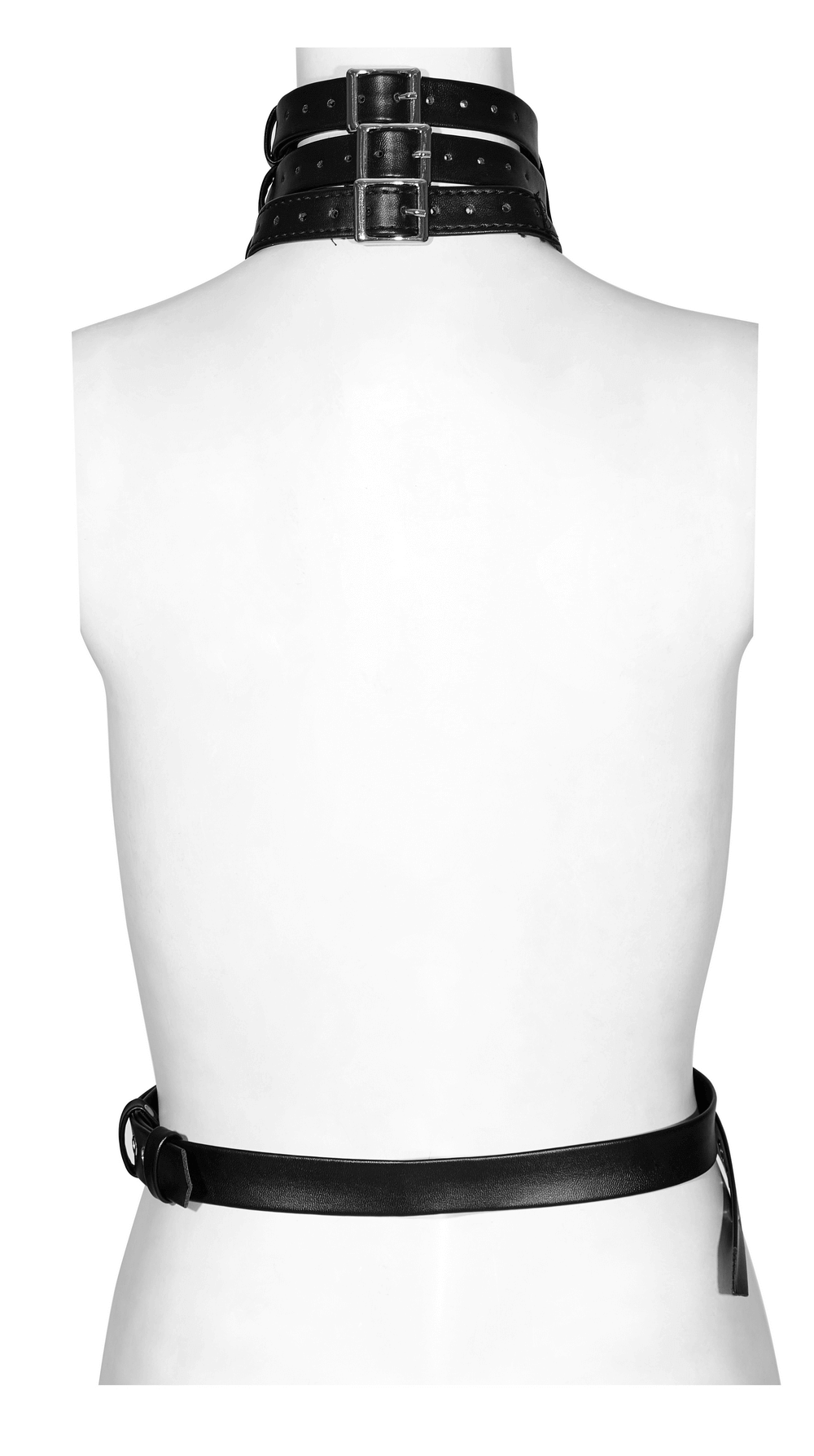 Daring PU Leather Body Harness with Choker for Women
