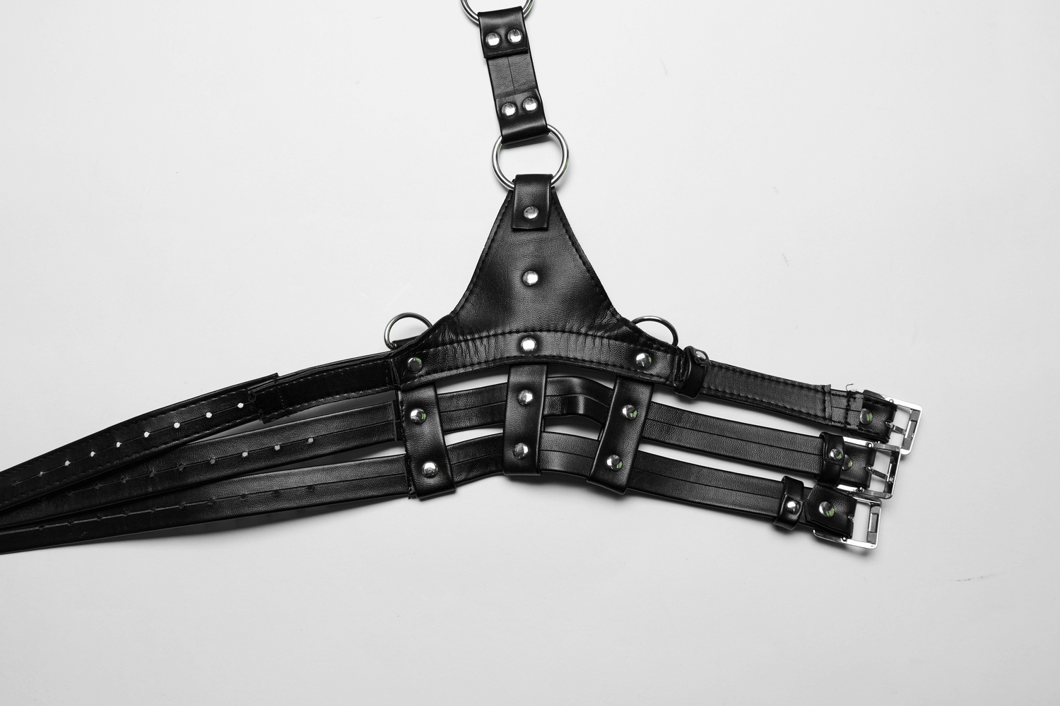 Daring PU Leather Body Harness with Choker for Women