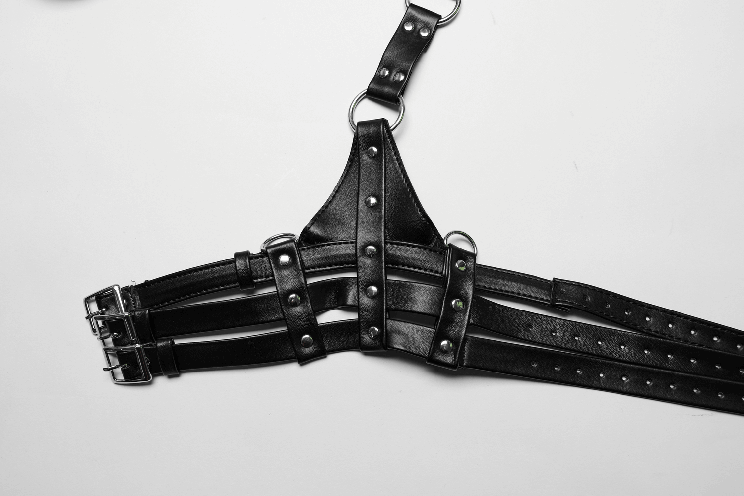 Daring PU Leather Body Harness with Choker for Women