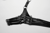 Daring PU Leather Body Harness with Choker for Women