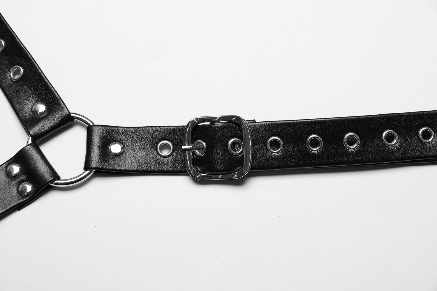 Daring PU Leather Body Harness with Choker for Women