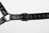 Daring PU Leather Body Harness with Choker for Women