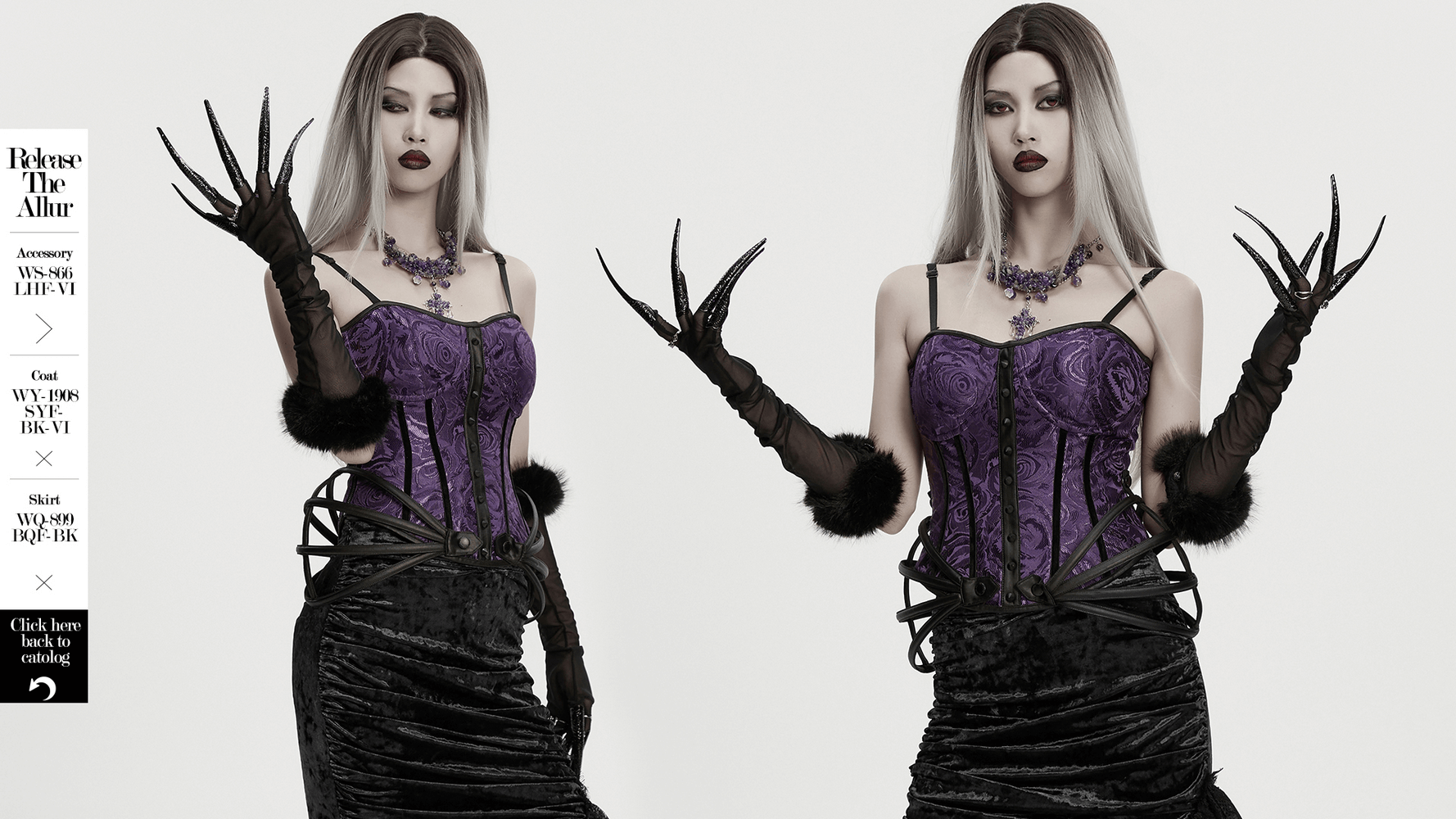 Dark Fluffy Gothic Gloves with Demon Claws and Edgy Cuffs