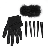Dark Fluffy Gothic Gloves with Demon Claws and Edgy Cuffs