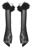 Dark Fluffy Gothic Gloves with Demon Claws and Edgy Cuffs