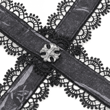 Dark Lace Gothic Corset with Chains and Garter Detailing