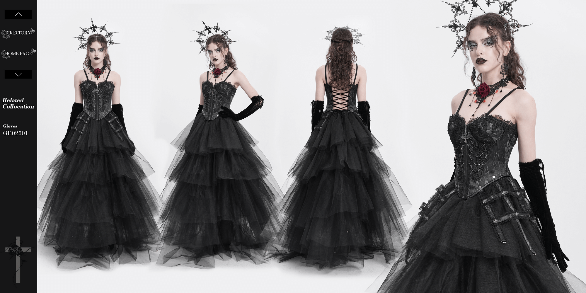 Dark Lace Gothic Corset with Chains and Garter Detailing