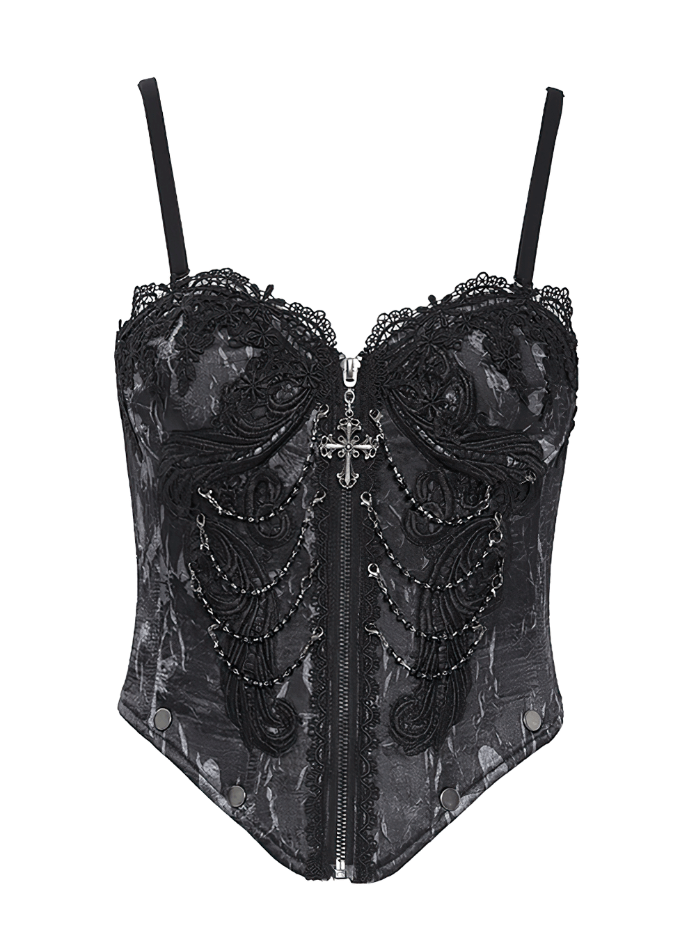 Dark Lace Gothic Corset with Chains and Garter Detailing