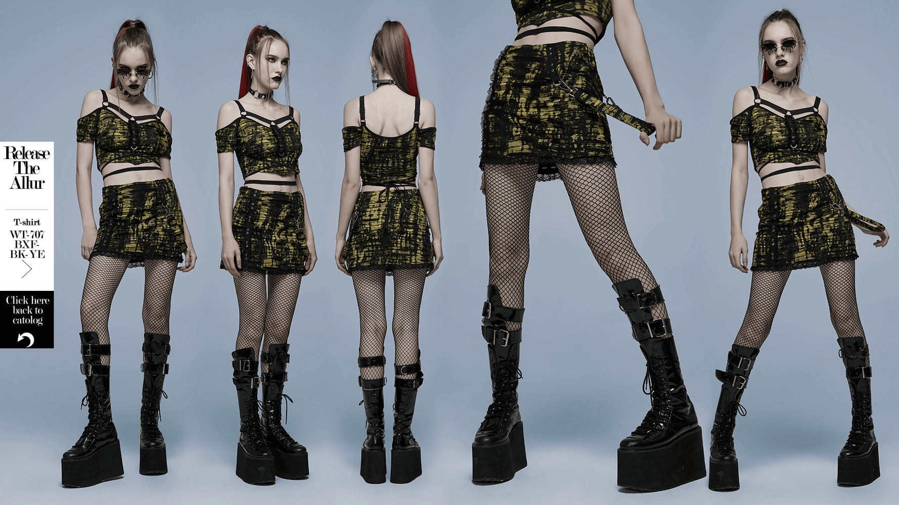 Decadent Punk Cross Broken Hole Knit Mini Skirt