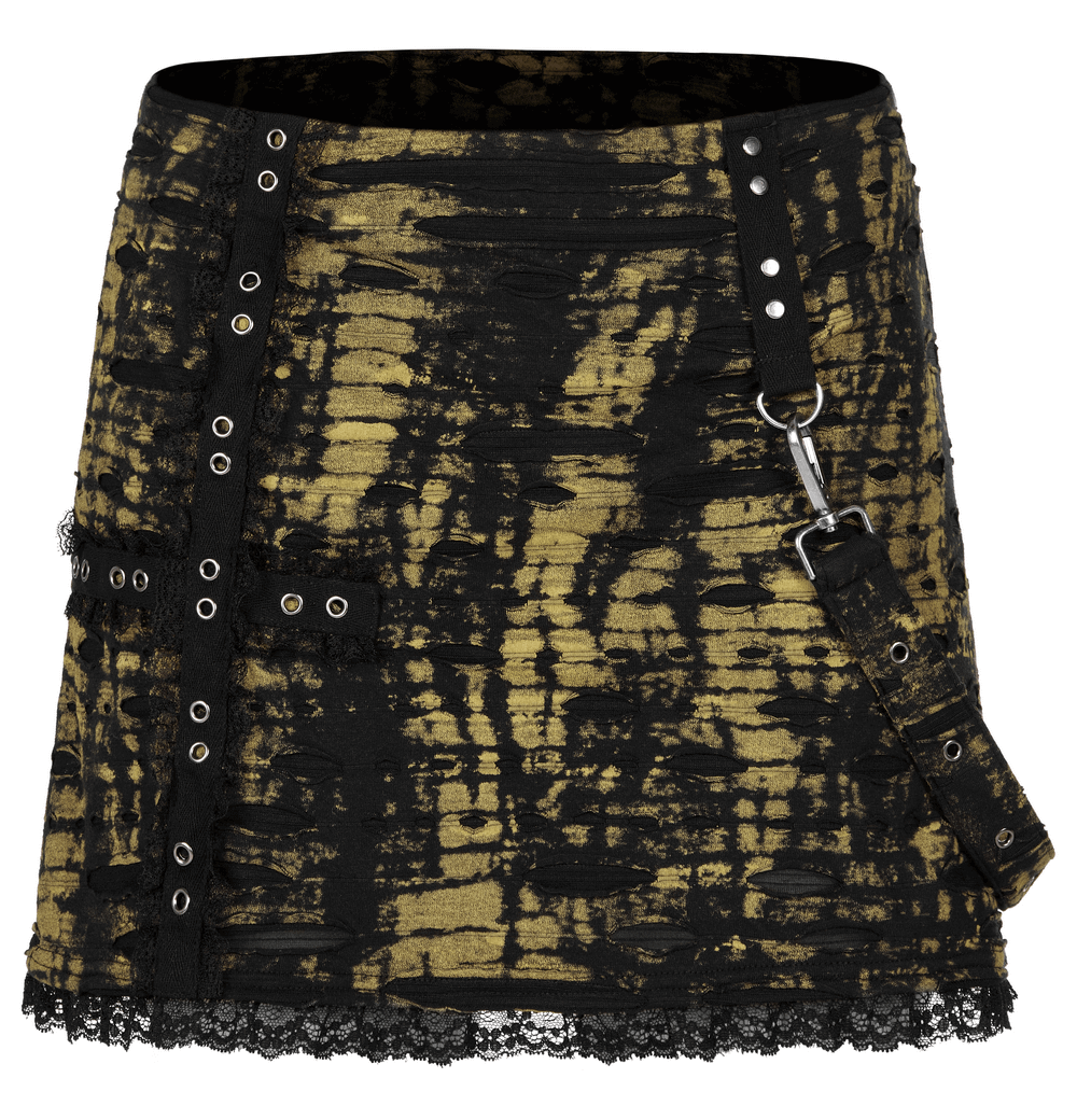 Decadent Punk Cross Broken Hole Knit Mini Skirt