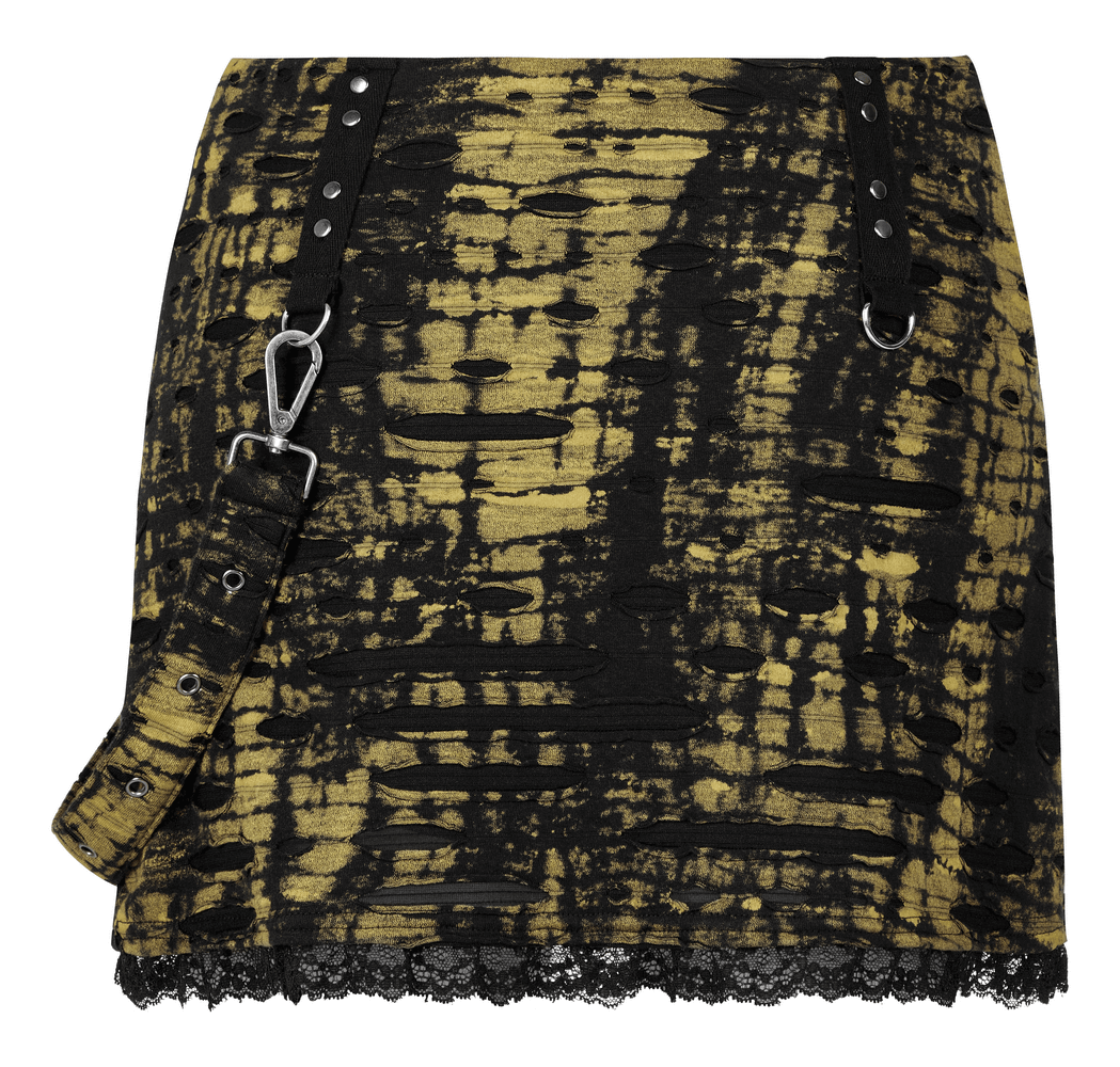 Decadent Punk Cross Broken Hole Knit Mini Skirt
