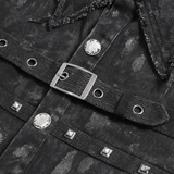Denim Punk Shirt with Lace-Up Sides and Studded Accents