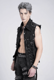 Denim Punk Shirt with Lace-Up Sides and Studded Accents