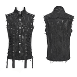 Denim Punk Shirt with Lace-Up Sides and Studded Accents
