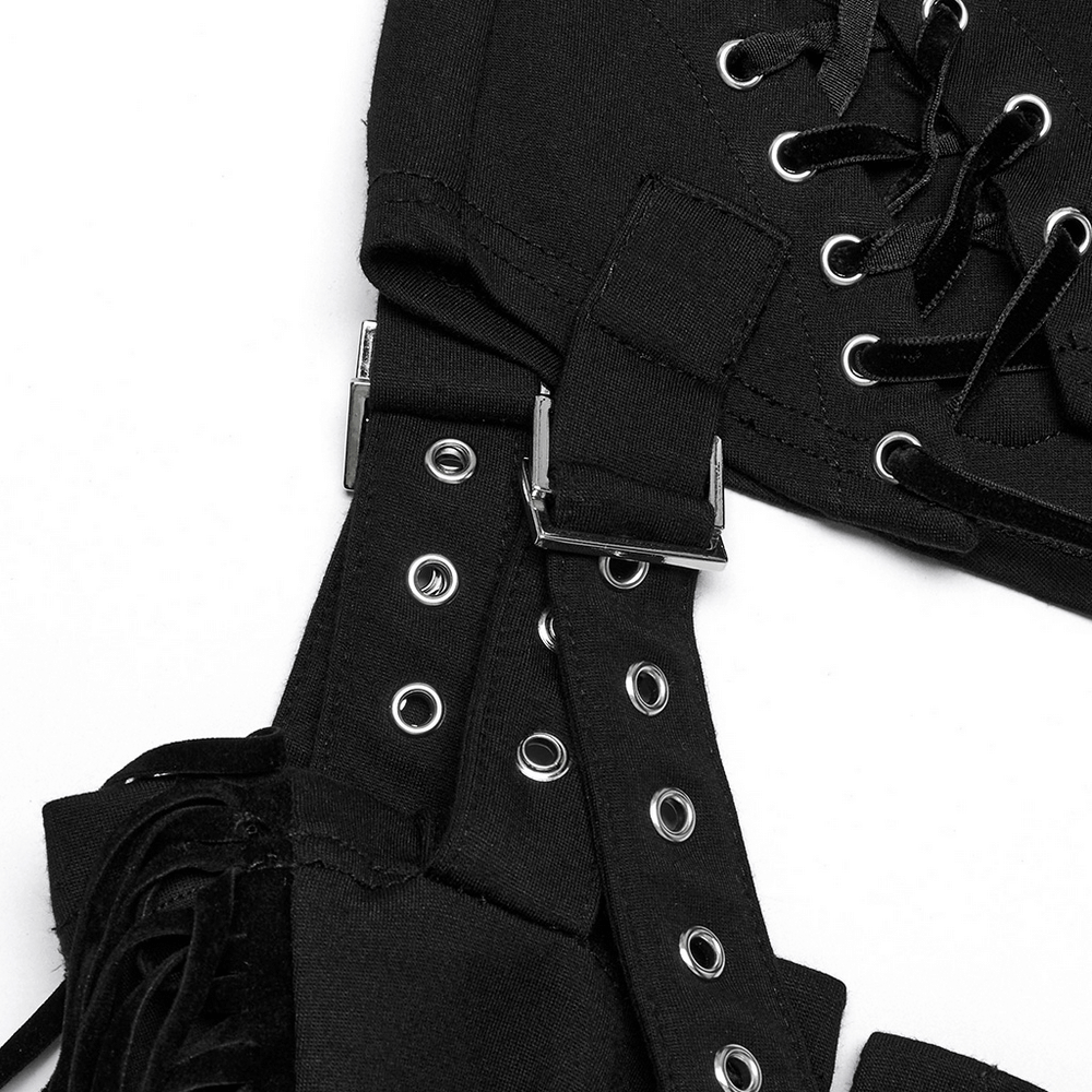 Detachable Punk Tassel Pants with Flared Legs and Drawstring