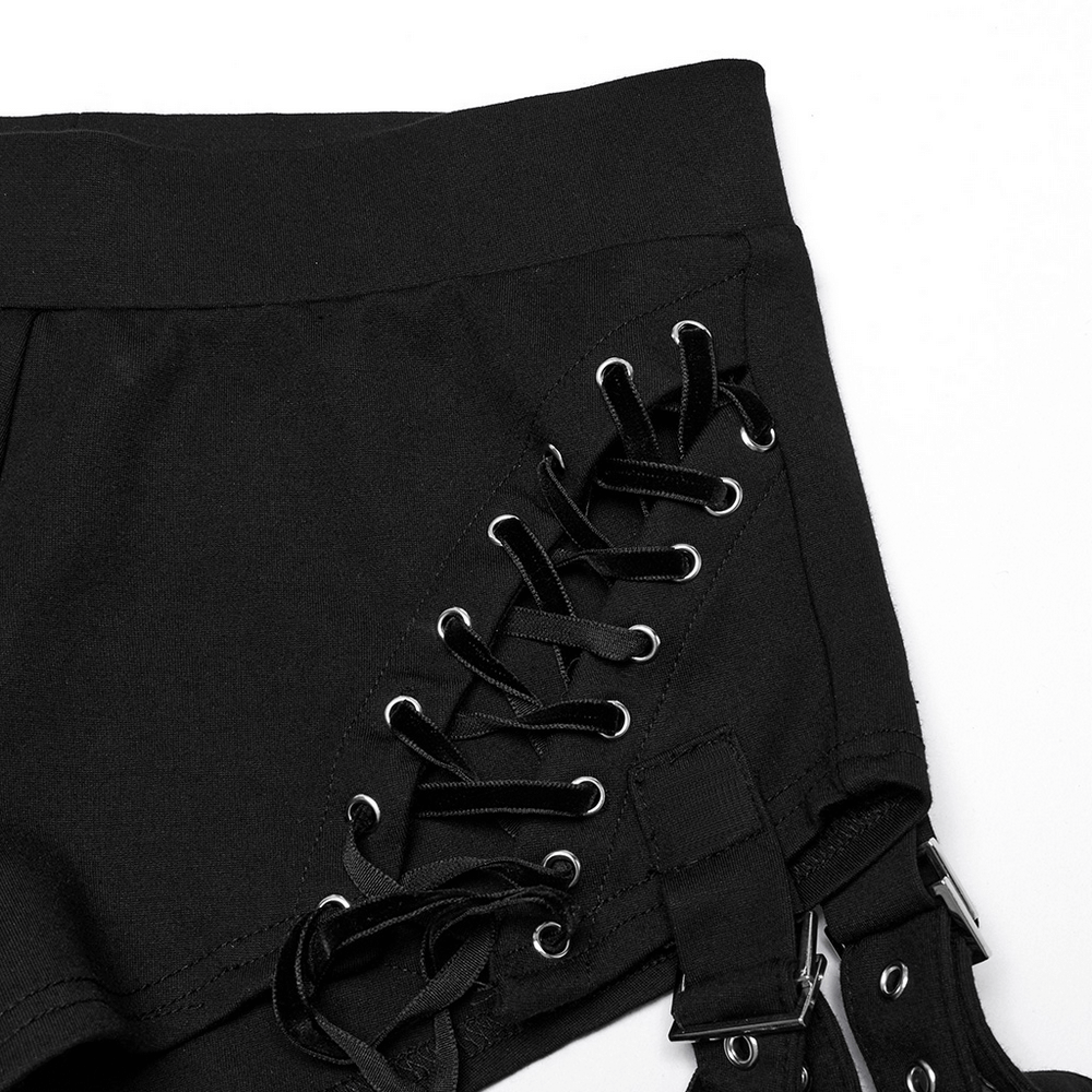 Detachable Punk Tassel Pants with Flared Legs and Drawstring