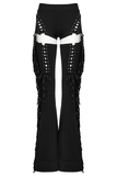 Detachable Punk Tassel Pants with Flared Legs and Drawstring