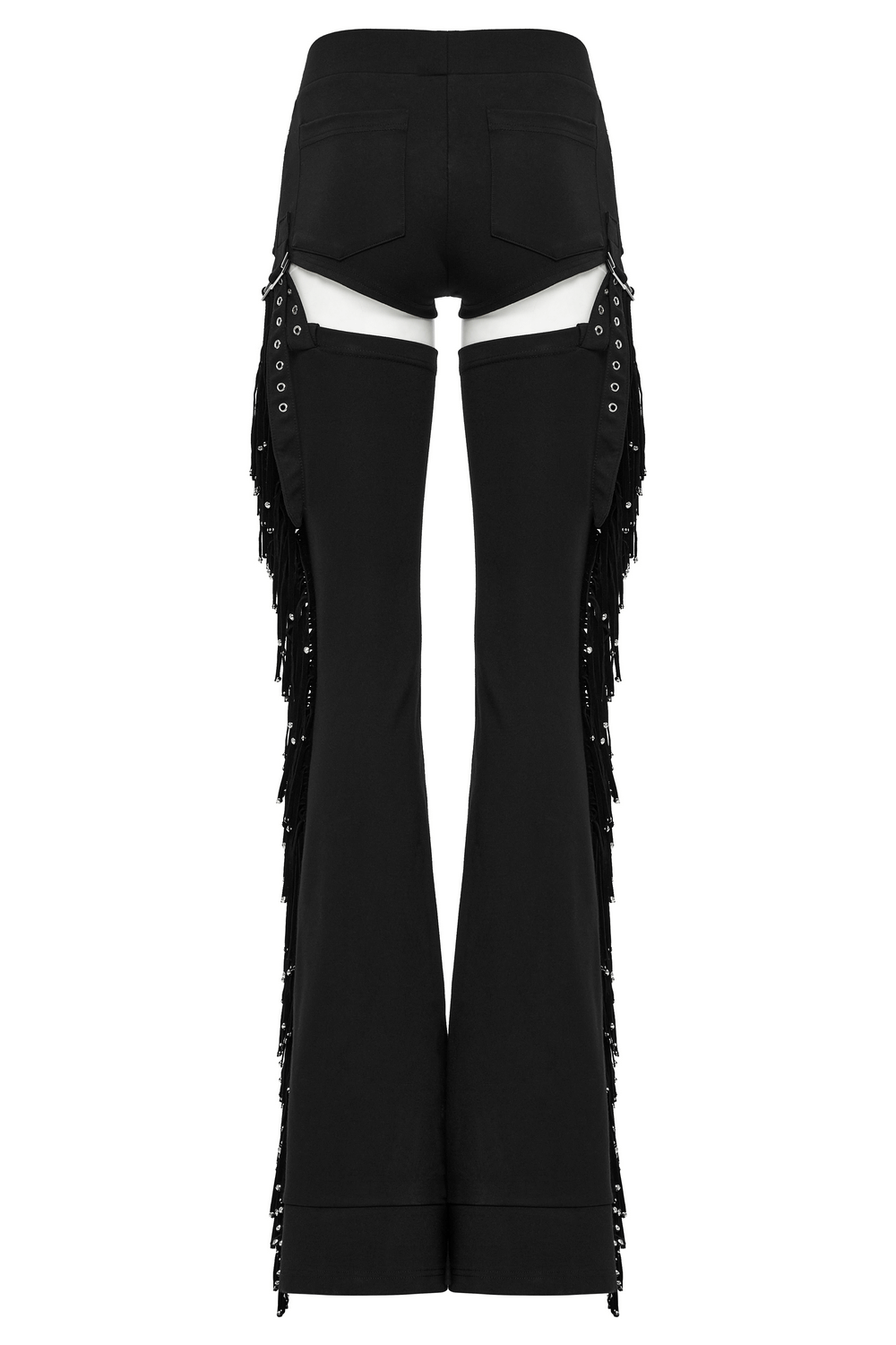 Detachable Punk Tassel Pants with Flared Legs and Drawstring