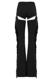 Detachable Punk Tassel Pants with Flared Legs and Drawstring