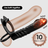 Vibrating Double Penetration Strap-On with Double Cock Ring / Adult Anal Sex Toys - EVE's SECRETS