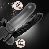 Vibrating Double Penetration Strap-On with Double Cock Ring / Adult Anal Sex Toys - EVE's SECRETS