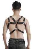 Dynamic Leather Body Harness featuring Metal Embellishments
