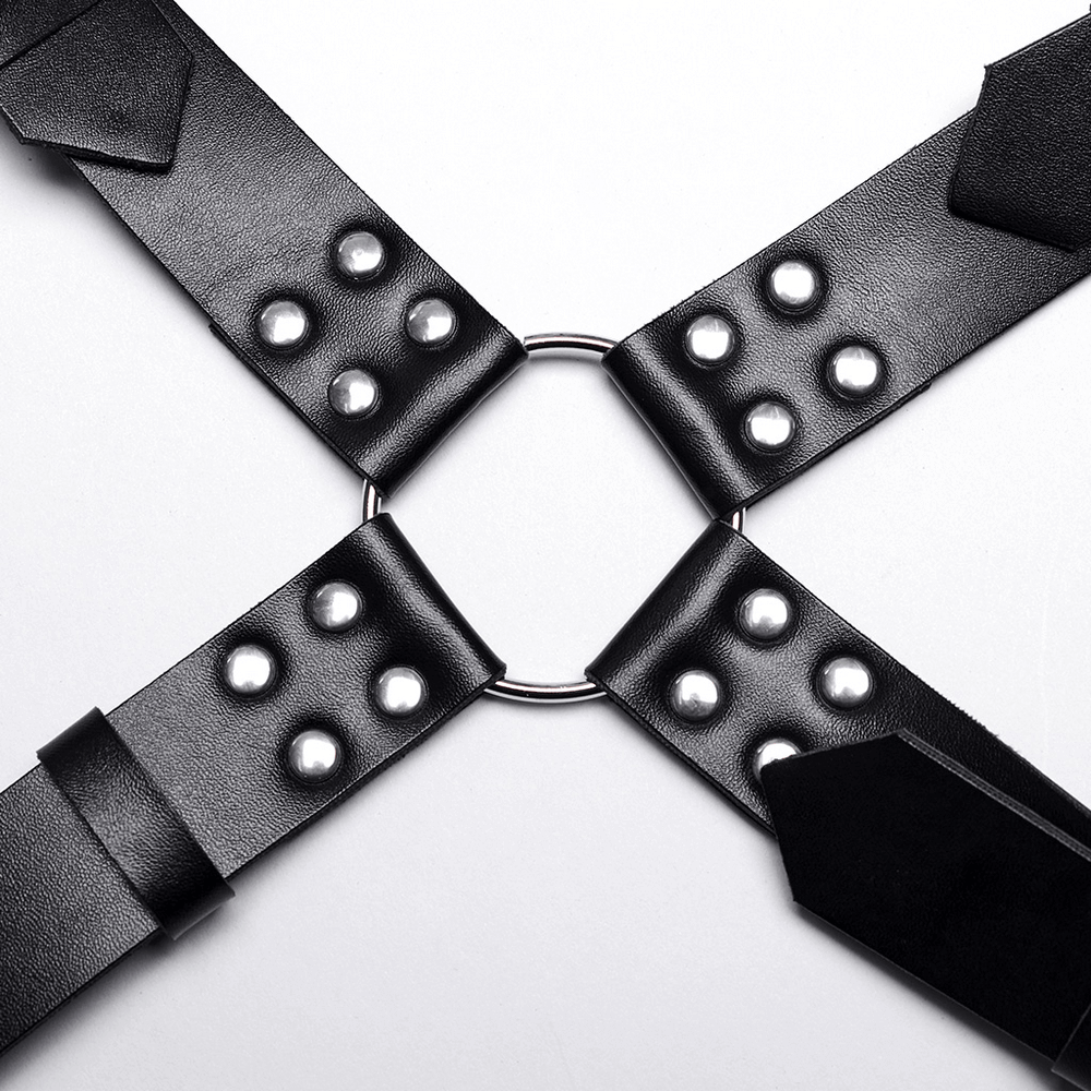 Dynamic Leather Body Harness featuring Metal Embellishments