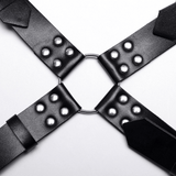 Dynamic Leather Body Harness featuring Metal Embellishments