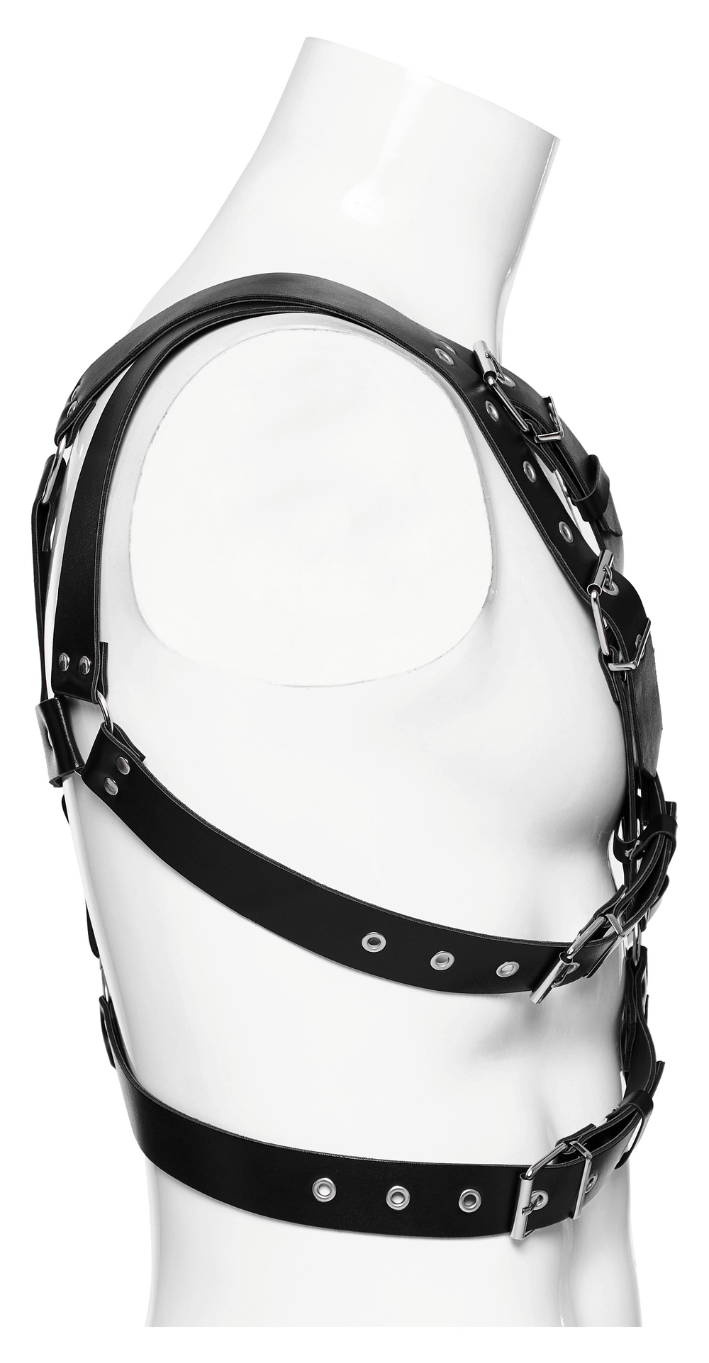 Dynamic Leather Body Harness featuring Metal Embellishments